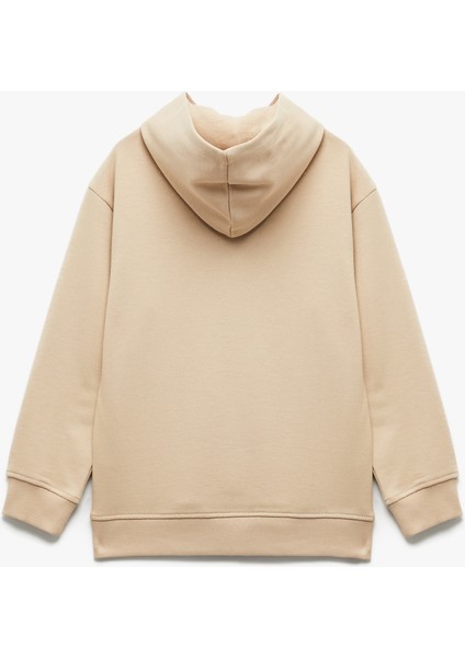 Şardonlu Uzun Kollu Pamuklu Baskılı Oversize Kapşonlu Sweatshirt fiyatları