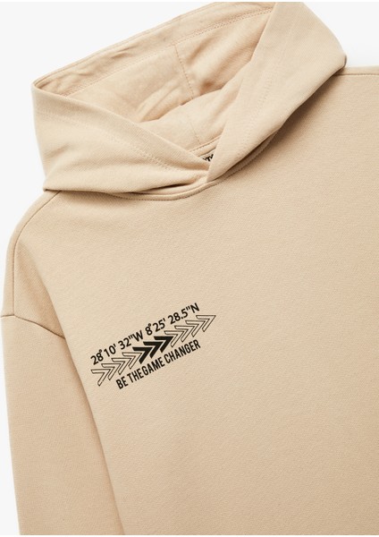 Şardonlu Uzun Kollu Pamuklu Baskılı Oversize Kapşonlu Sweatshirt modelleri