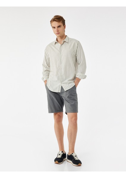 Keten Pamuk Karışımlı Cep Detaylı Beli Bağcıklı Şort fiyatları