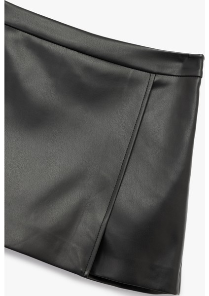 Slim Fit Suni Deri Mini Şort Etek modelleri