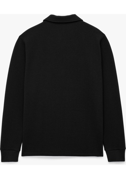 Uzun Kollu Basic Dokulu Yarım Fermuarlı Polo Yaka Sweatshirt fiyatları