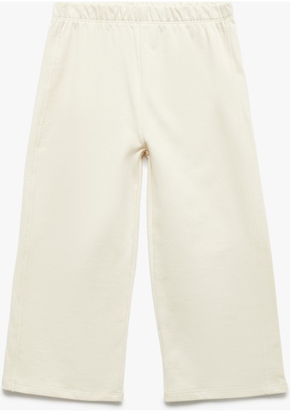 Şardonlu Pamuklu Beli Lastikli Geniş Paça Eşofman Altı