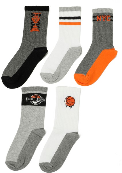 Basketball 5 Lı Skt-B 5pr Grı Multı Erkek Çocuk Soket Çorap