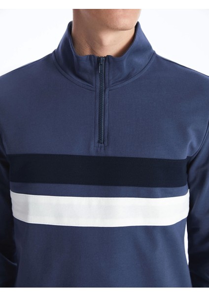 Lcwaıkıkı Classic Indigo Dik Yaka Uzun Kollu Renk Bloklu Erkek Sweatshirt fırsatları