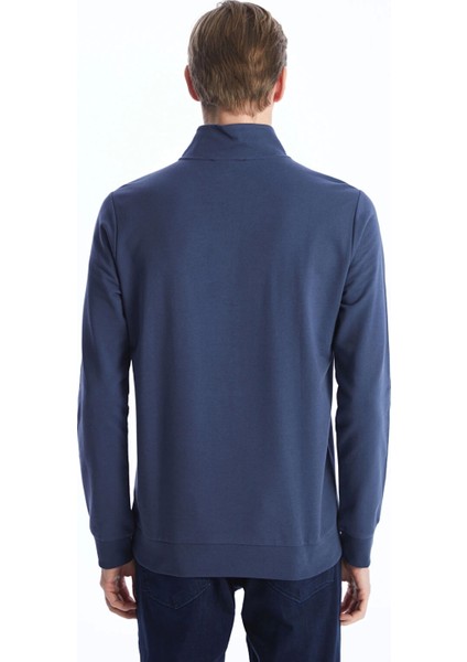 Lcwaıkıkı Classic Indigo Dik Yaka Uzun Kollu Renk Bloklu Erkek Sweatshirt indirimleri