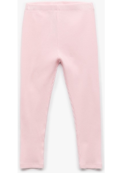 Pamuklu Beli Lastikli Ribanalı Basic Uzun Tayt