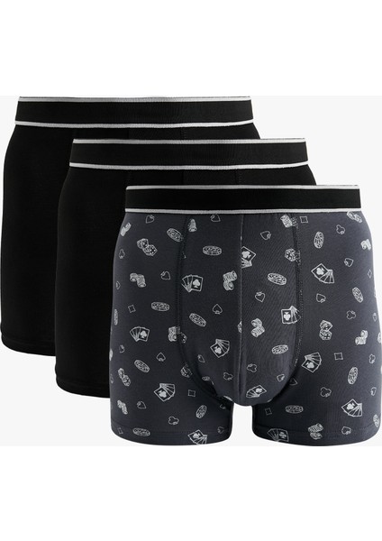 Pamuklu Desenli 3'lü Boxer Seti