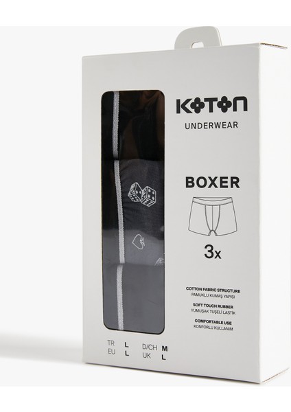 Pamuklu Desenli 3'lü Boxer Seti fiyatları
