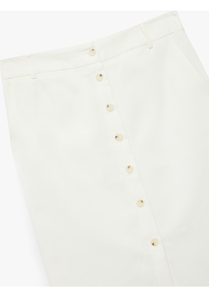 Standart Bel Cepli Yırtmaç Detaylı Midi Düğmeli Kalem Etek modelleri