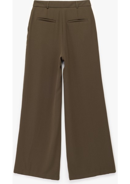 Krep Kumaş Pile Detaylı Cepli Yüksek Bel Palazzo Pantolon fiyatları