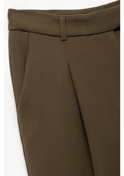 Krep Kumaş Pile Detaylı Cepli Yüksek Bel Palazzo Pantolon modelleri