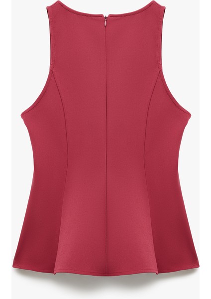 Slim Fit Kolsuz Bisiklet Yaka Peplum Bluz fiyatları