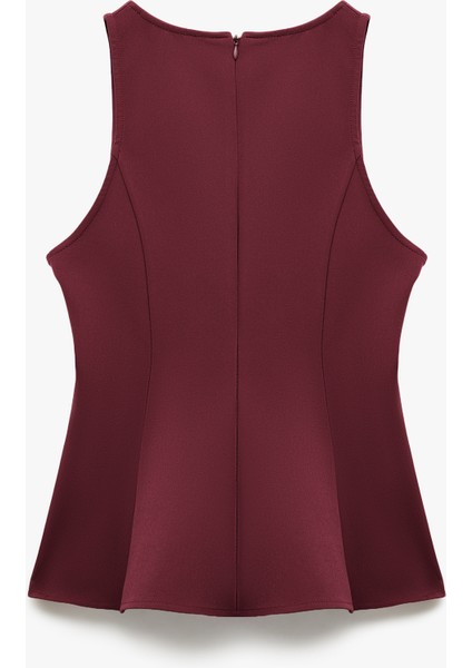 Slim Fit Kolsuz Bisiklet Yaka Peplum Bluz fiyatları