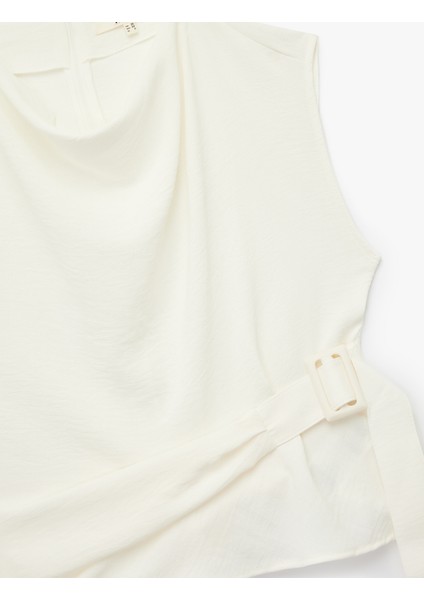 Aerobin Kumaş Kolsuz Degaje Yaka Kemer Detaylı Bluz modelleri