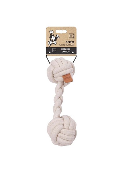Coto Beyaz Duo Ball Örgü Köpek Oyuncağı 28 cm