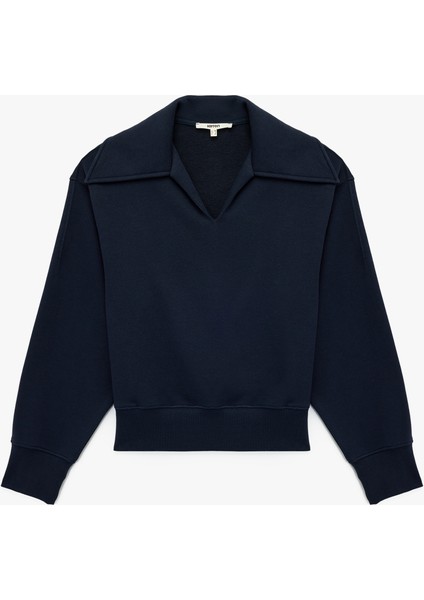 Regular Fit Üç Iplik Uzun Kollu Polo Yaka Sweatshirt
