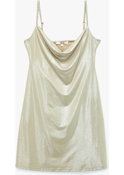 Ip Askılı Simli Kolsuz Degaje Yaka Mini Elbise modelleri