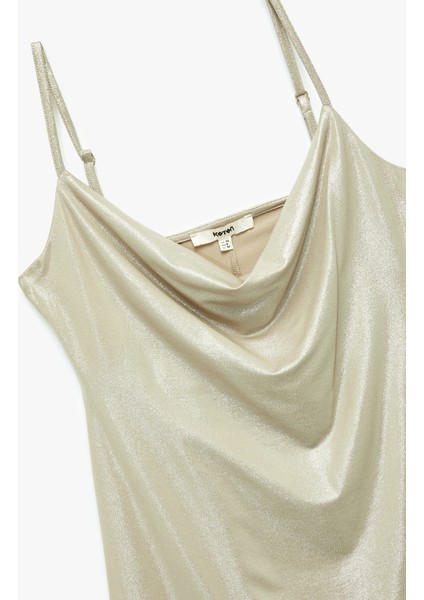 Ip Askılı Simli Kolsuz Degaje Yaka Mini Elbise indirimleri