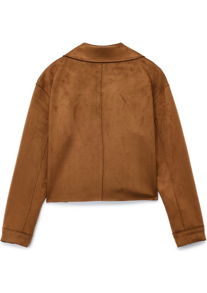 Klasik Gömlek Yaka Düğmeli Cepli Uzun Kollu Crop Suni Süet Ceket fiyatları