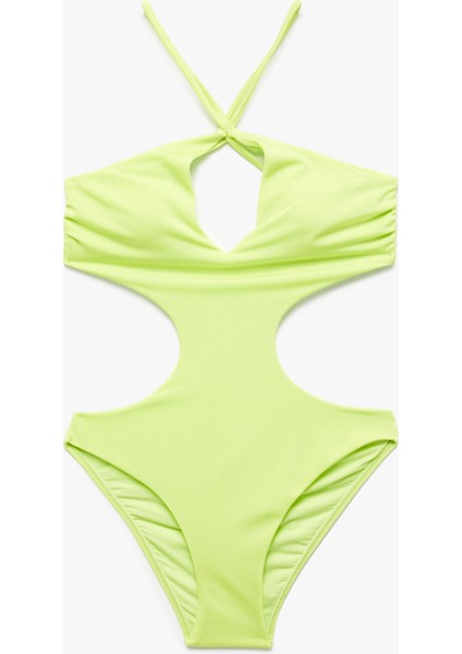 Ip Askılı Halter Yaka Parlak Mayokini