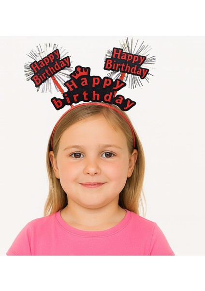 Doğum Günü Kutlaması Için Kırmızı Taç – Işıltılı Yazılı Parti Tacı