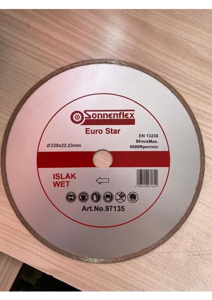 Seramik Için Elmas Kesme Diski Islak-Wet 230X22.23MM Sonnenflex