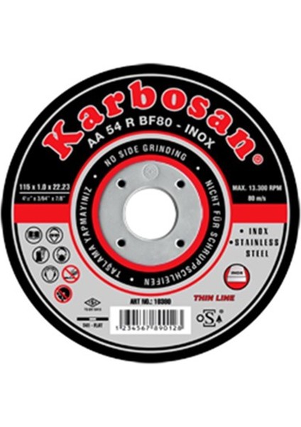 Inox-Thinline Kesme Taşı 115x1.0 mm Paslanmaz Çelik İçin Hızlı Kesim