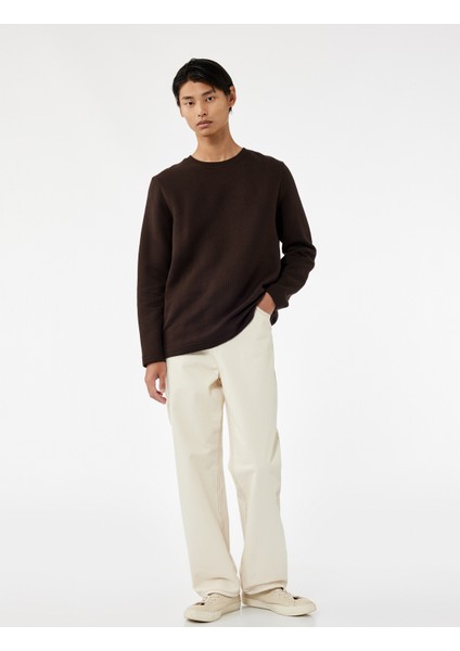 Uzun Kollu Pamuklu Bisiklet Yaka Basic Sweatshirt fiyatları