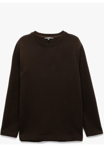 Uzun Kollu Pamuklu Bisiklet Yaka Basic Sweatshirt modelleri