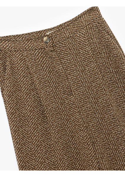 Cepli Pile Detaylı Desenli Geniş Paça Palazzo Pantolon modelleri