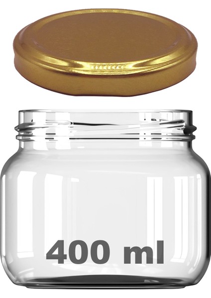 400 ml Kavanoz Metal Gold Konserve Kapaklı 400 cc Şeffaf Magnolya Cam Kavanoz 20 Adet