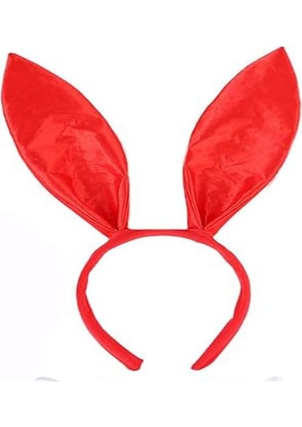 Kırmızı Renk Saten Kaplama Şekil Verilebilir Tavşan Kulak Taç 35X11 cm fiyatları