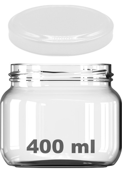 400 ml Kavanoz Metal Beyaz Konserve Kapaklı 400 cc Şeffaf Magnolya Cam Kavanoz 20 Adet