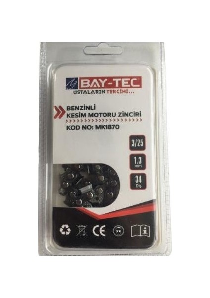 MK1870 Benzinli Kesim Motoru Zinciri 3/25 1.3mm 34 Diş