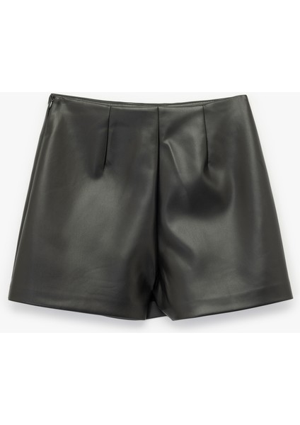 Standart Bel Kruvaze Suni Deri Şort Etek fiyatları