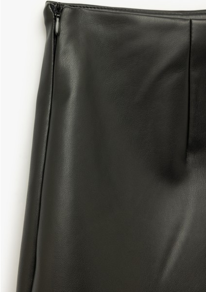 Standart Bel Kruvaze Suni Deri Şort Etek fırsatları