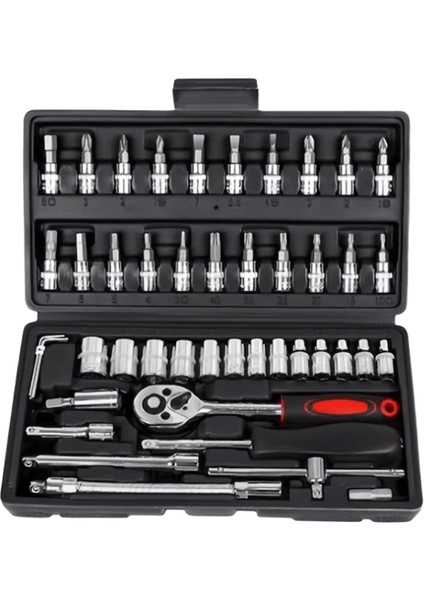 46 Adet / Takım Sürücü Soket Seti Cırcır Anahtarı Seti Araba Alet Seti, Bit Soket Anahtarı Seti Metrik Mekanik Alet Seti Araba Aksesuarlarırenk: 46PCS (Yurt Dışından)