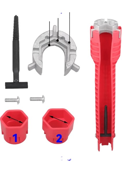 8'i 1 Arada Lavabo Musluk Anahtarı Tamir Aleti Kaymaz Mutfak Banyo Musluk Montaj Anahtarı Sıhhi Tesisat Kurulum Anahtarı (Yurt Dışından)