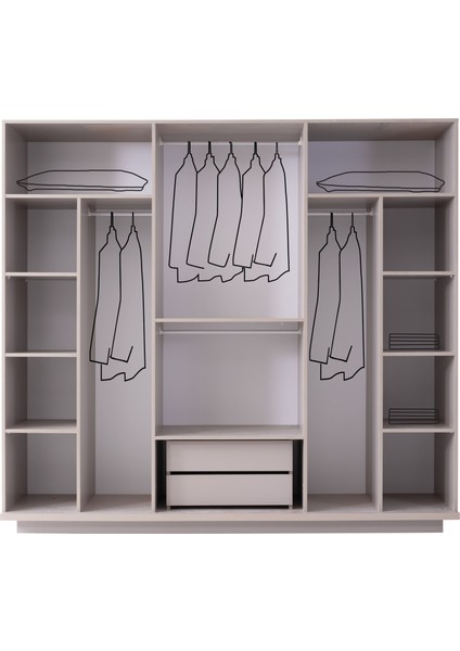 Minnesota 6 Kapaklı Gardırop %100 Mdf fiyatları