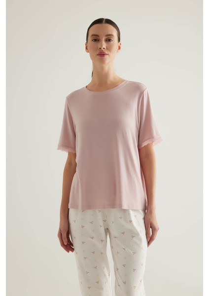 Kadın Pamuklu Dantel Detaylı Pijama Üstü fiyatları