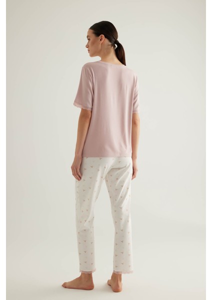 Kadın Pamuklu Dantel Detaylı Pijama Üstü fırsatları