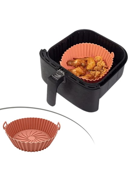 Renkli Isıya Dayanıklı Yıkanılabilir Silikon Fırın ve Airfryer Yuvarlak Model Pişirme Matı 20 cm