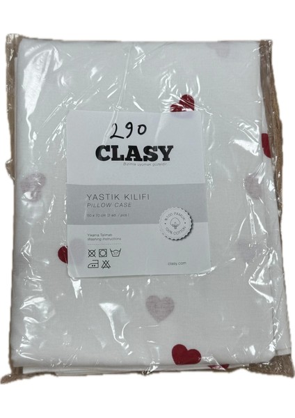 Ranforce %100 Pamuk 2 Adet Yastık Kılıfı Kalp Desenli Beyaz fiyatları