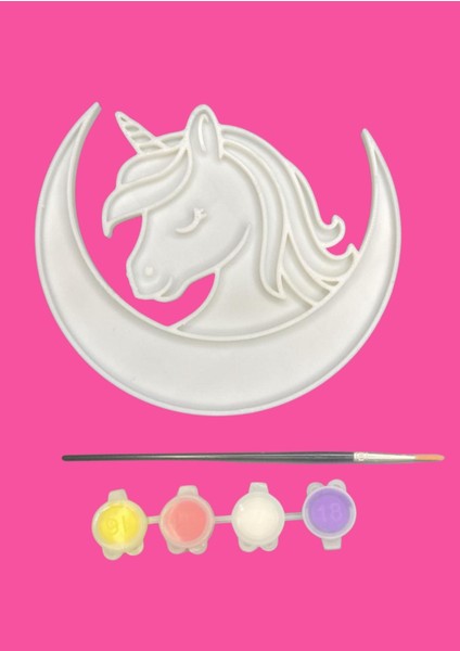Ayışığı Unicorn Figür Boyama Seti – 4 Renk Boya + 1 Fırça | Çocuk Eğitici Hobi Plakası(12 Cm) fiyatları