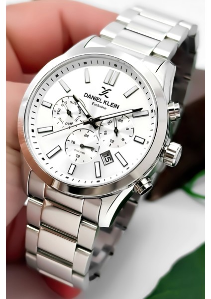 Erkek Kol Saati Exclusive Çelik Kordon Bileklik Hediyesi ile Gümüş-Beyaz ZMDK1125