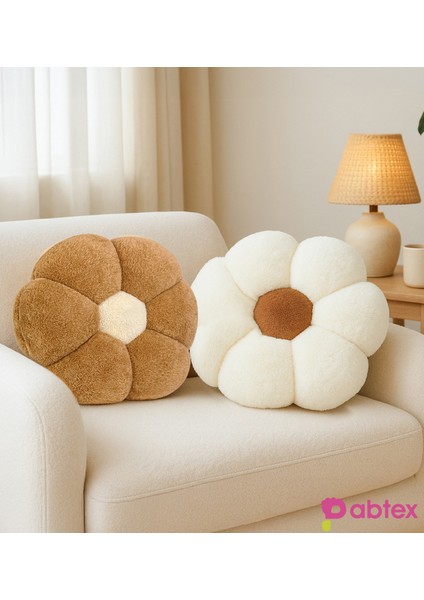 Pababo 2'li Dekoratif Papatya Şeklinde Peluş Yastık 40 cm – Yumuşak ve Konforlu Tasarım