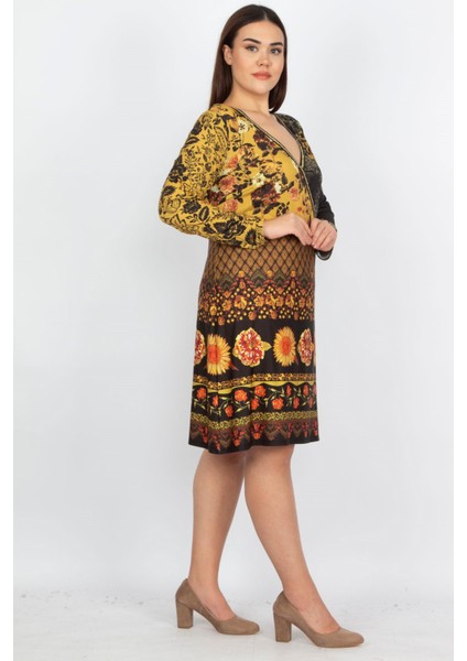 Kadın Renkli Yakasi Sim Şeritli Renkli Elbise 65N13992 modelleri