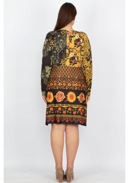 Kadın Renkli Yakasi Sim Şeritli Renkli Elbise 65N13992 fırsatları