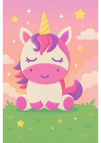 Tatlı Unicorn Figür Boyama Seti – 4 Renk Boya + 1 Fırça | Çocuk Eğitici Hobi Plakası(12 Cm) modelleri