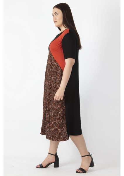 Kadın Turuncu Viskon Garnili Elbise 65N23624 modelleri
